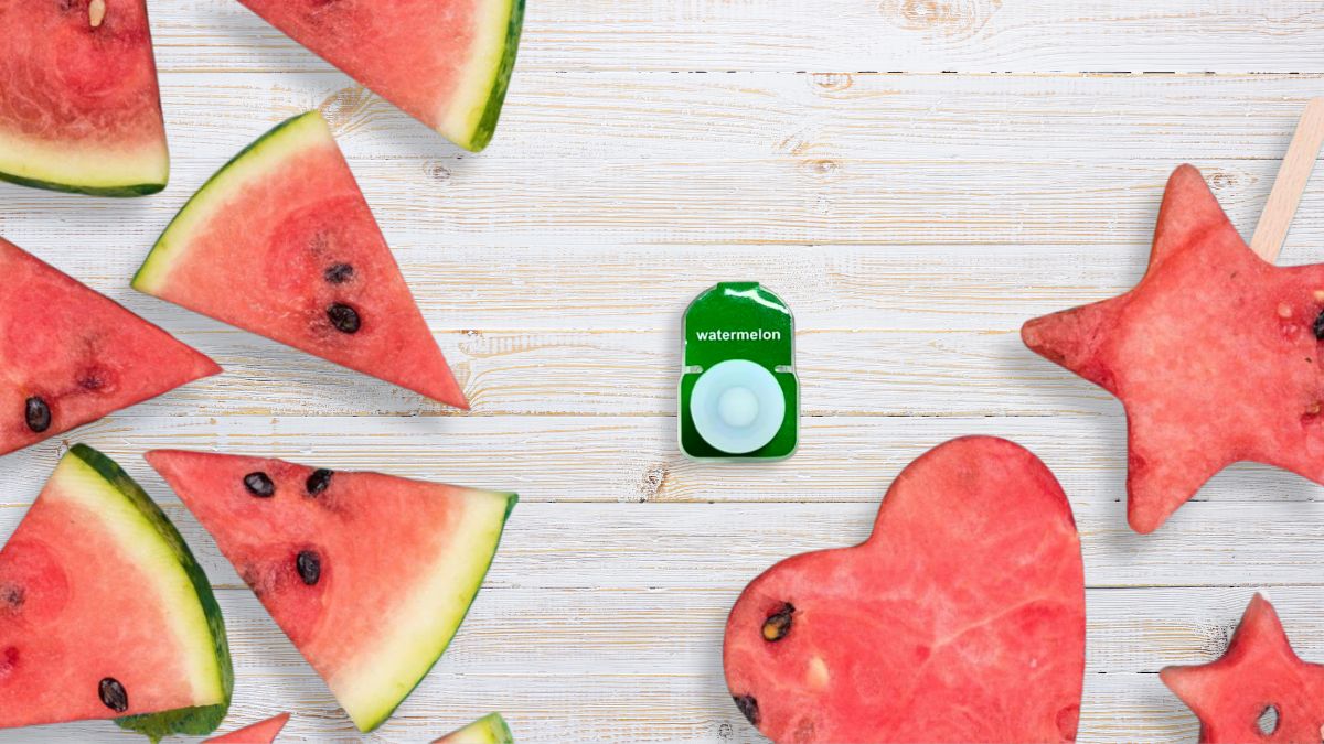 Wygle Nano pod accompanied by slices of watermelon, emphasizing the sweet and refreshing taste.